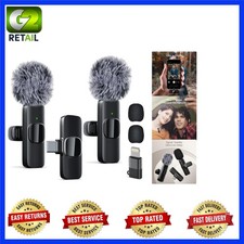 Omnidirectional Wireless Microphone System for Vlogs Interviews Plug Play
