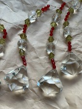 Crystal Sun Catchers Prism olive  red beads, Set Of 6