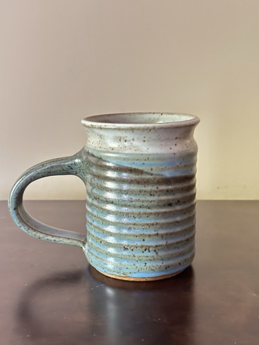 Studio Art Pottery 14oz Coffee Mug Hand-Thrown Drip-glazed Artist Signed Unique - Picture 2 of 14