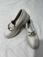 Steve Madden Makita White Platform Loafers With Chain - Women s Size 8M-Of White