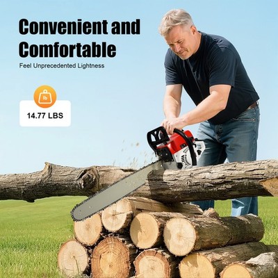 Pro 22'' Bar 52cc 2 Stroke Gas Powered Chainsaw Engine Cutting Handheld