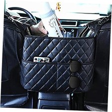 Car Seat Storage Bag - PU Leather Caddy Organizer for Additional Upgrade-Black