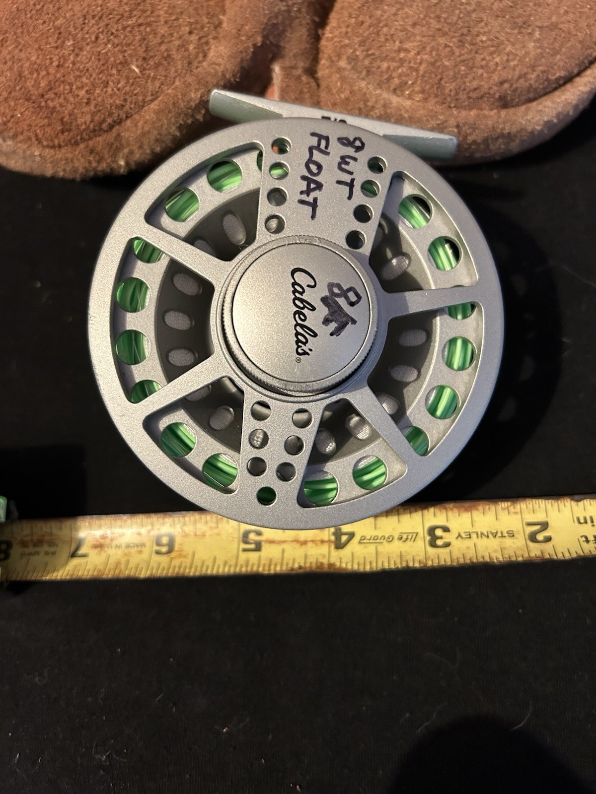 Cabelas Large Arbor Left hand Retrieve Fly Reel W/line, Leat