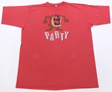 Rare Vintage WARNER BROS Taz Party Looney Tunes 1986 T Shirt 80s Red Size OSFA