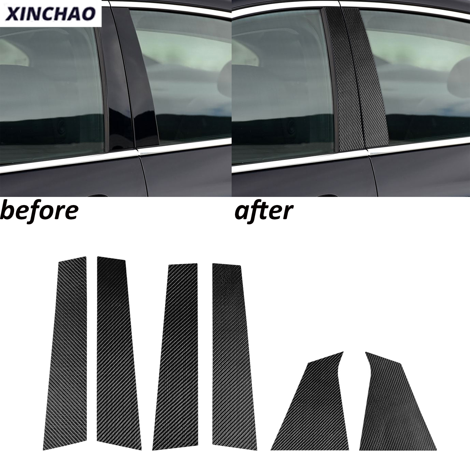 6Pcs Carbon Fiber B-Pillar Panel Trim for 2016-25 Chevy Malibu  