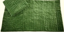 JOHN ROBSHAW TEXTILES COTTON VELVET MOSS GREEN TEA KING  2 QUILTED SHAM JAPANESE