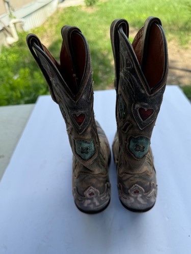 DAN POST VINTAGE BLUE BIRD SNIP TOE WESTERN COWBOY BOOTS SZ 7.5 M - Picture 5 of 9
