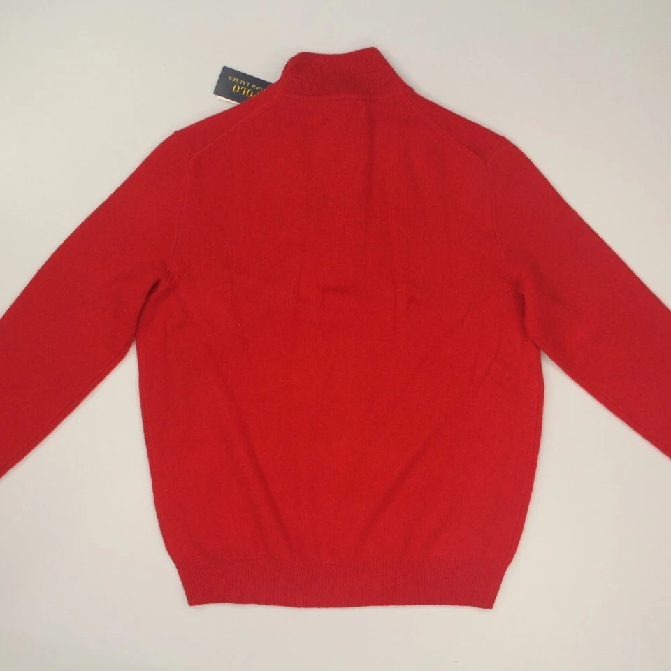 Polo Ralph Lauren Men Wool Alpaca 1/4 Zip Sweater Sz Large Red Logo Pullover NWT - Image 2 of 4