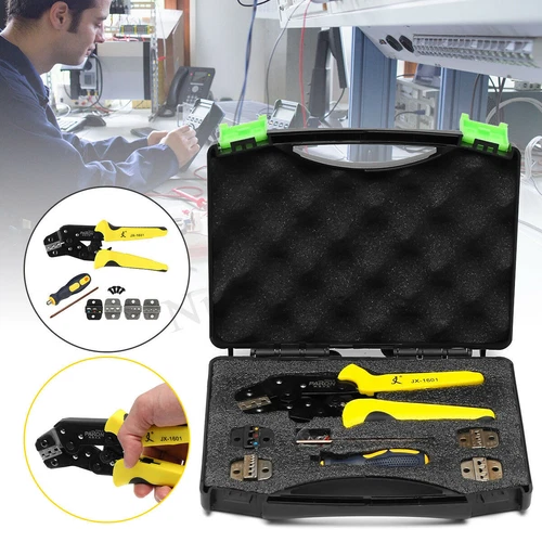 JX-D5 5 in 1 Dies Cable Wire Ratchet Crimper Crimping Pliers 4 Spare Tool - Picture 1 of 6