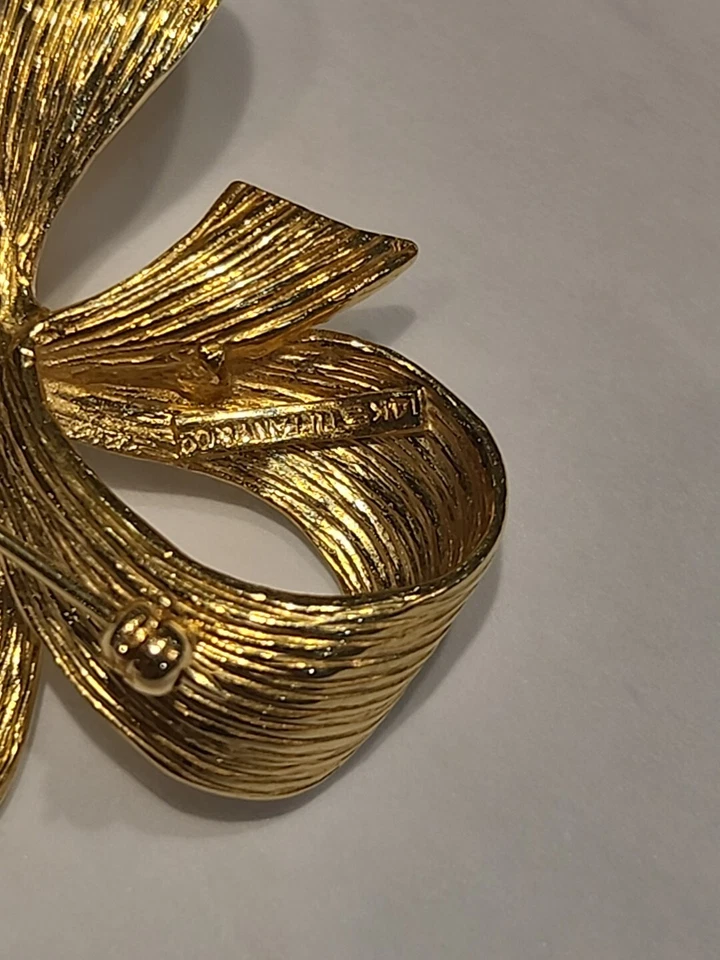 蒂芙尼钻石和蓝宝石 14k 金色胸针胸针 — 第 4/4 张图片