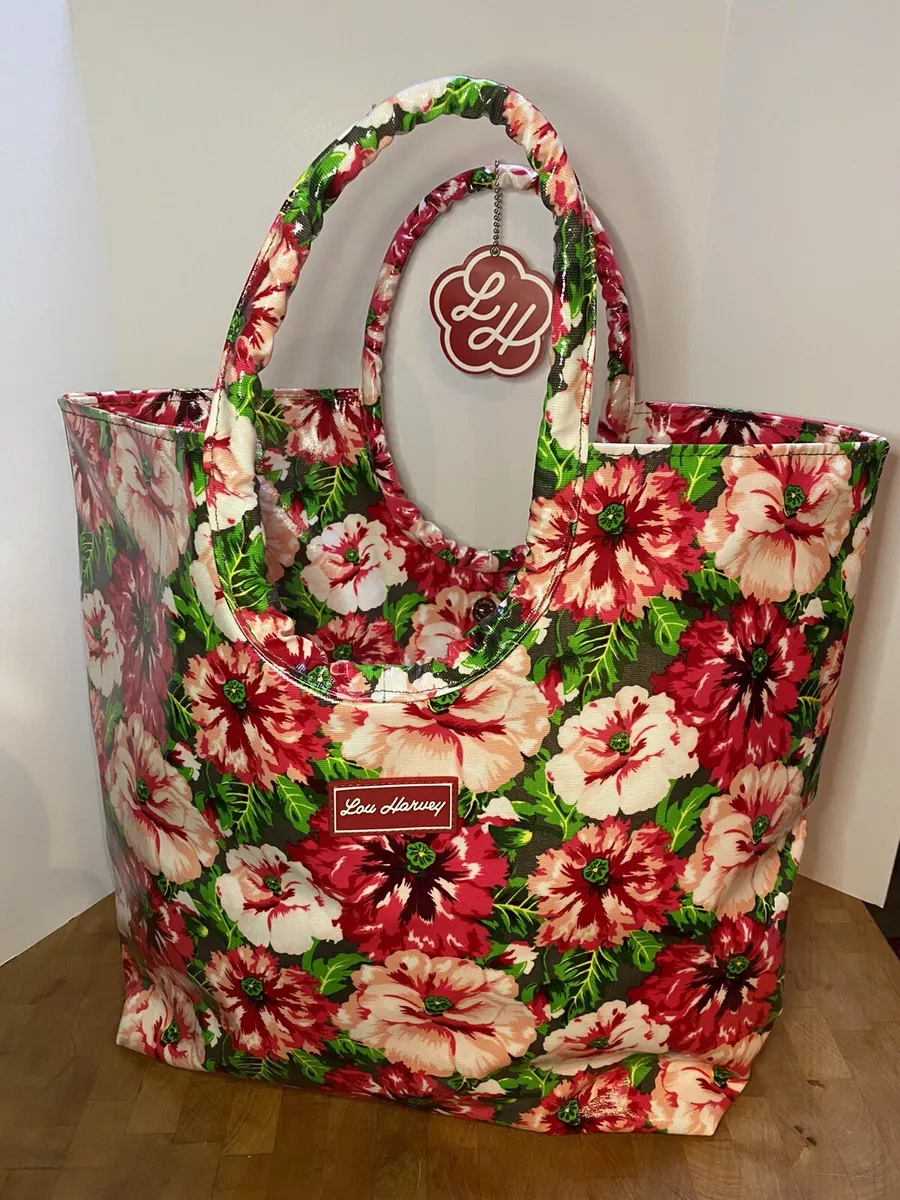 LOU HARVEY NWT Pink Floral Beach Bag New!
