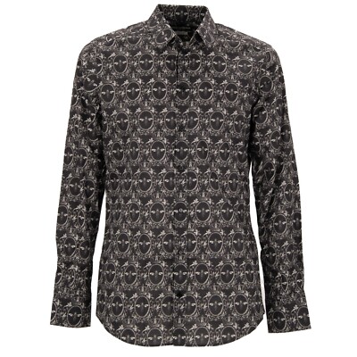 DOLCE & GABBANA Crown Napoleon Bee Cotton Shirt GOLD Black Gray
