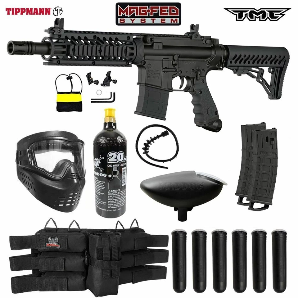 Maddog Tippmann TMC MAGFED Titanium CO2 Paintball Gun Marker Starter Kit - Black