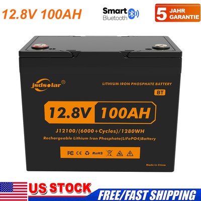 jsdsolar LiFePO4 Lithium Battery 100Ah 12V For RV Solar Golf Cart Grade A Cell