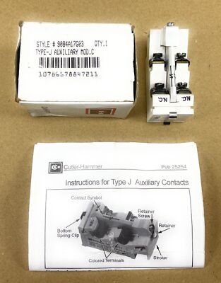 Cutler Hammer   J02 Model C Auxiliary Contact NEMA A600 A.C R300 D.C #E1