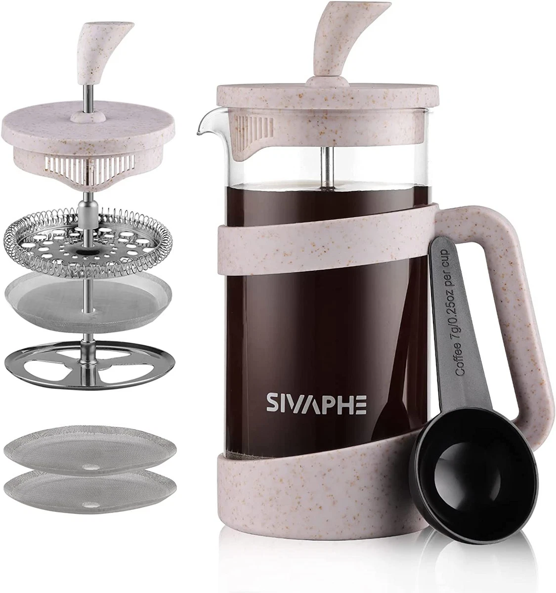 Sivaphe Small French Press 12oz Light-weight Durable High White