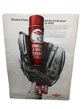 1971 Dow Chrome and Vinyl Cleaner Baseball Glove Original Print Ad