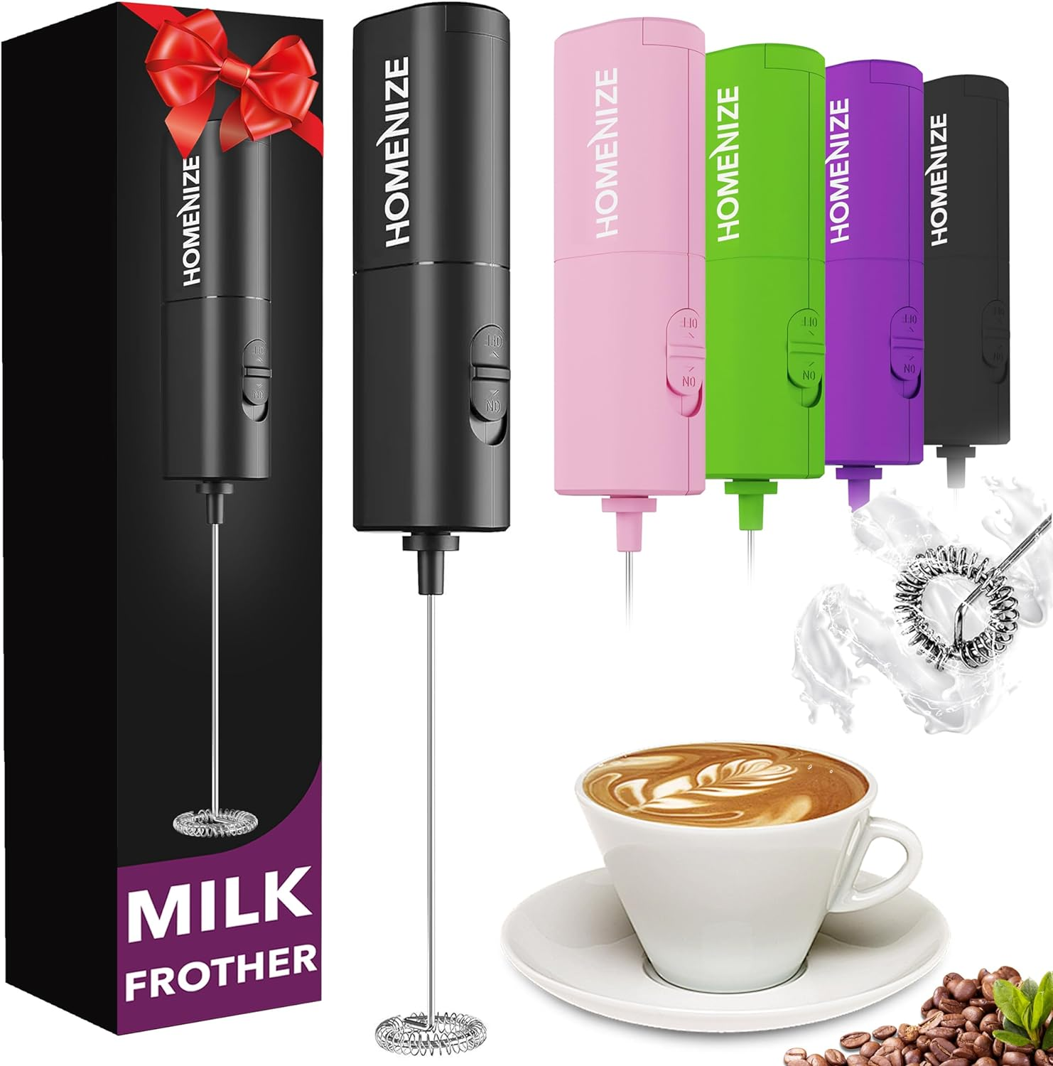 Milk Frother,Frother for Coffee Foam Maker for Lattes - Whisk Drink Mixer for Co-image