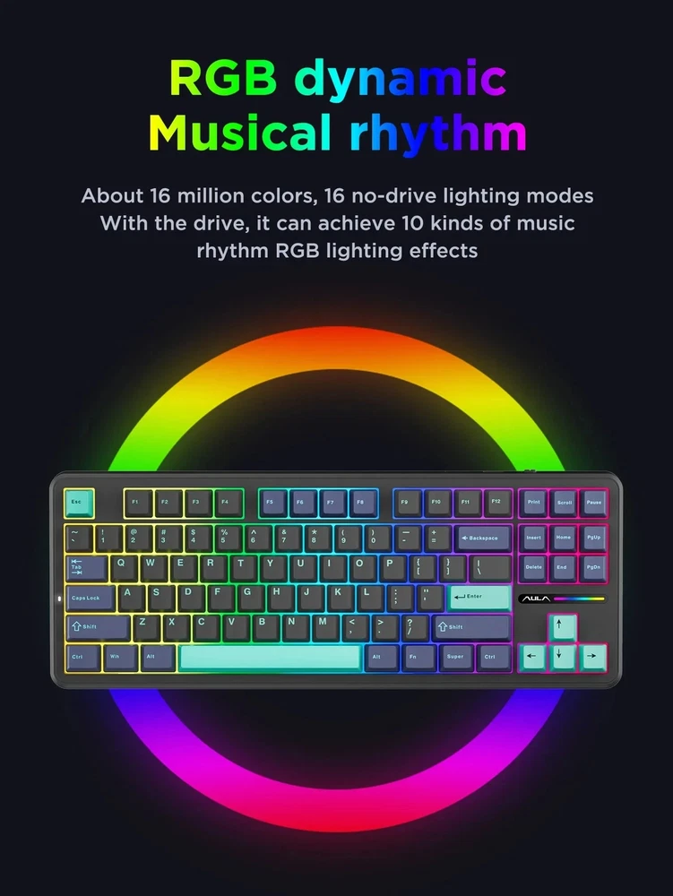 Mechanical Keyboard 2.4g/Usb/Bluetooth Wireless 87 Key Rgb Pbt Gasket 5 Layer