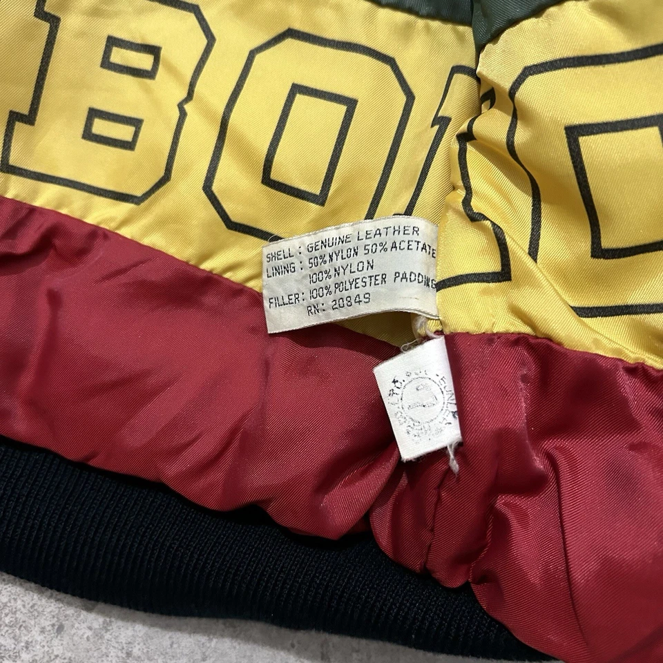 VTG 90s MICHAEL HOBAN RASTA ZION LEATHER BOMBER JACKET SIZE L - Image 4 of 4