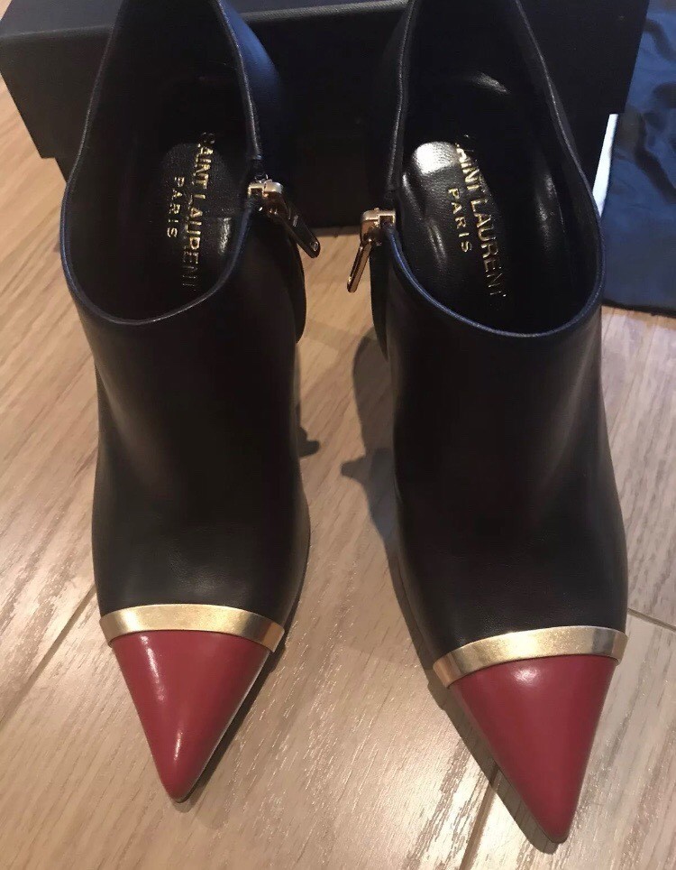 STIVALI SCARPE DA DONNA LN YSL SAINT LAURENT NERI ROSSI ORO 37 5 4 5 £620