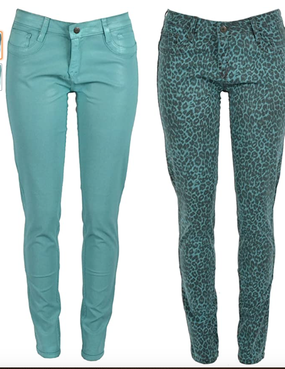 BLEULAB Reversible Detour Legging Jeans 00 Teal Pearl Aqua Coating Cheetah  24