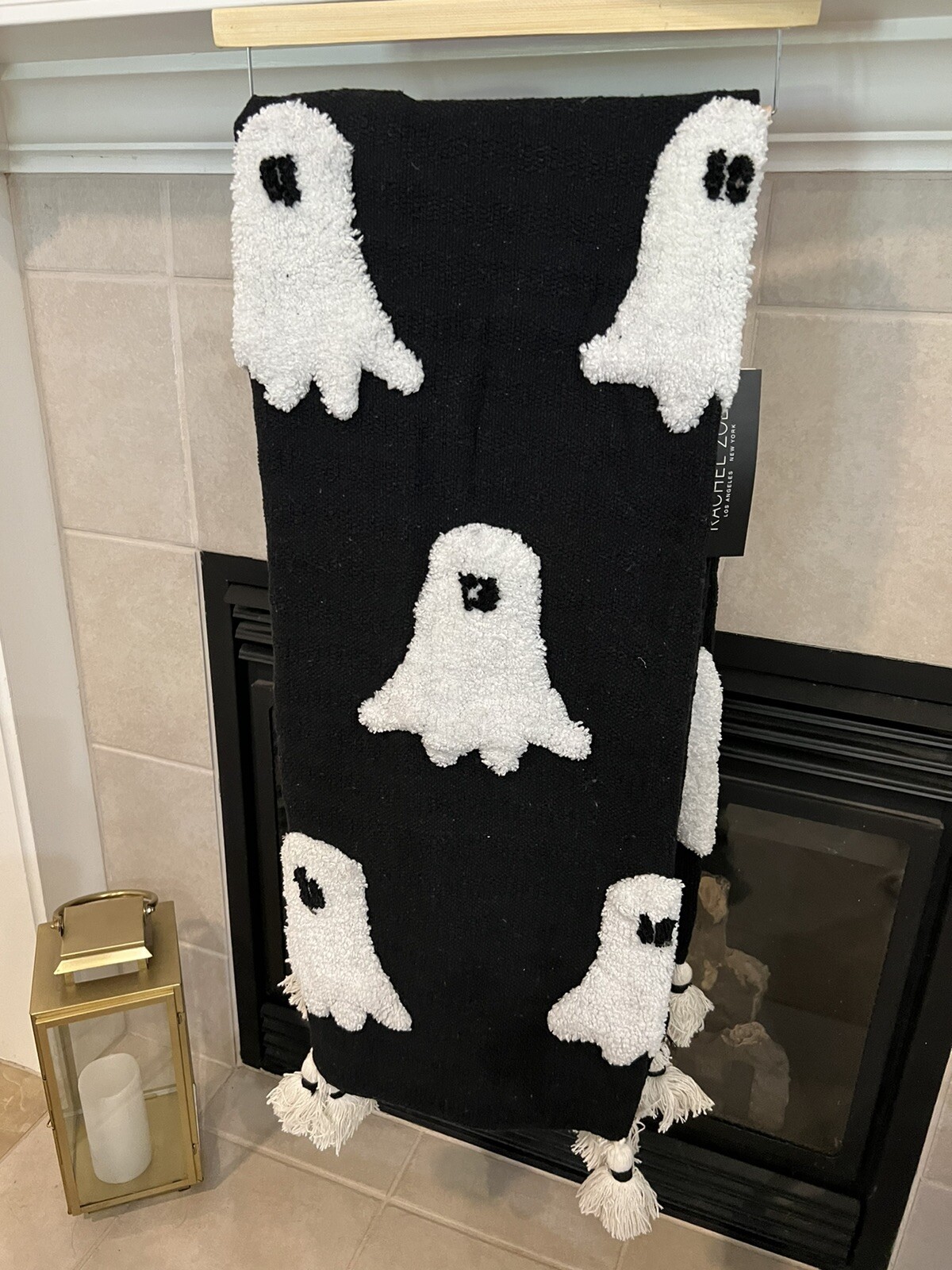Rachel Zoe Ghost Throw Blanket – TikTok Viral Halloween Tassel Blanket, 50x60 Inches, Polyester, Multicolor With Pac-Man Ghosts-1151636