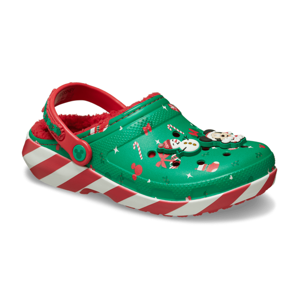 ミッキー　4 NEW CROCS Mickey Holiday Lined Classic Clog 210813 MULTI RED GREEN