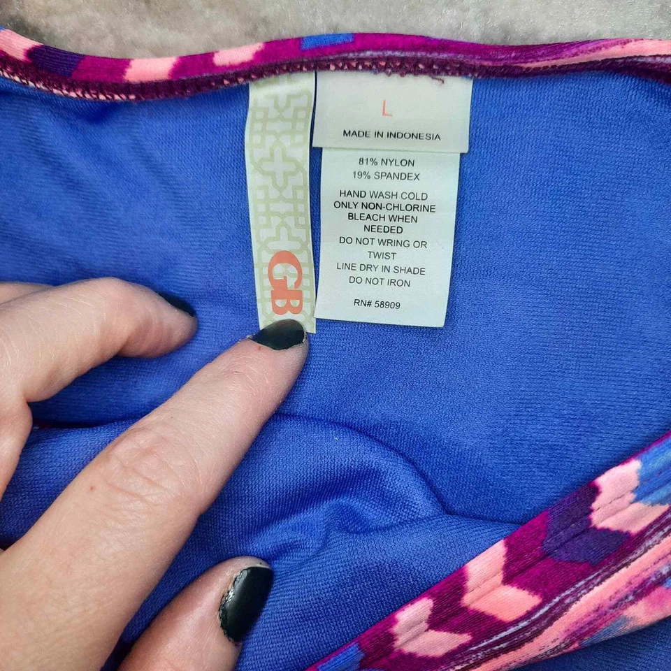 GB NUEVO SIN ETIQUETAS Azul Rosa Púrpura Geométrico Tirantes Laterales Parte Inferior de Bikini GRANDE Foto 4 de 4