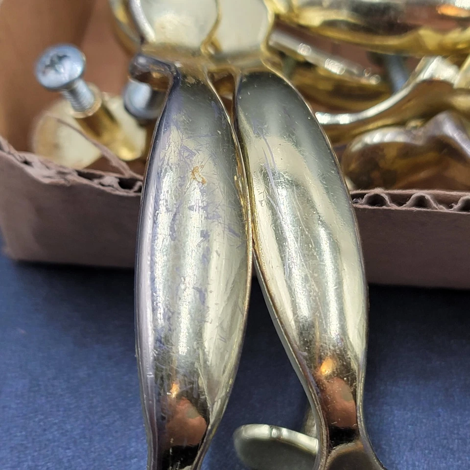 Vtg Drawer Cabinet Pulls Brass Plated Lot of 32 Gold tone Hardware Included - Image 4 of 4