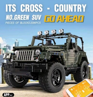 Mould King Jeep Wrangler Modell Lkw 4x4 Verdeck grün Modell RC ferngesteuert 