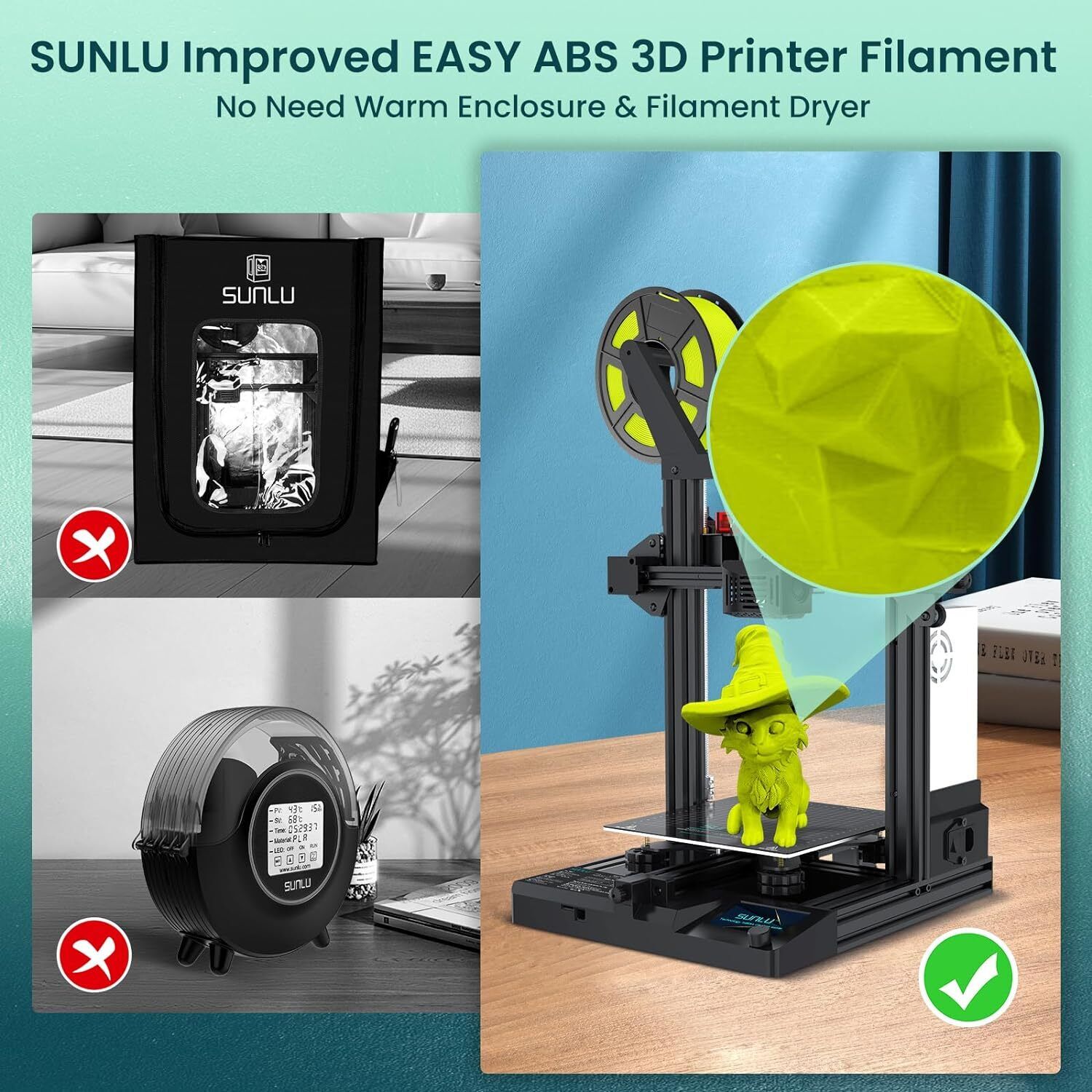 (BUY 3 GET 1 FREE,Add 4) SUNLU 1KG 3D Filament PLA/PLA+/ABS/PETG/SILK 1.75mm TPU