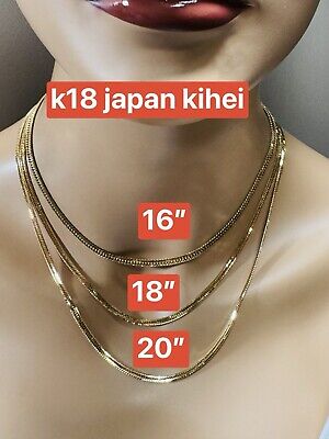 18K K18 750 Japan Solid Gold Kihei Chain Necklace 40cm 16 18K K18 750 Japan Solid Gold Kihei Chain Necklace 40cm 16