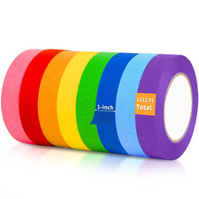Colored Masking Tape, 8 Roll Multi-Color 1312 Ft X 1 Inch Painters Tape for Arts