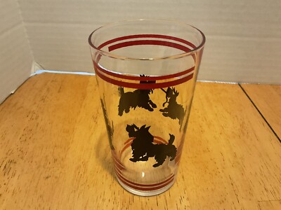 Vintage Scotty Scottie Dogs Tug Striped Juice Glass | eBay