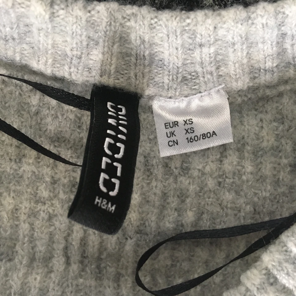 H&M grauer Pullover Mädchen Größe XS Acryl Polyamid Polyester Elasthan - Bild 2 von 4