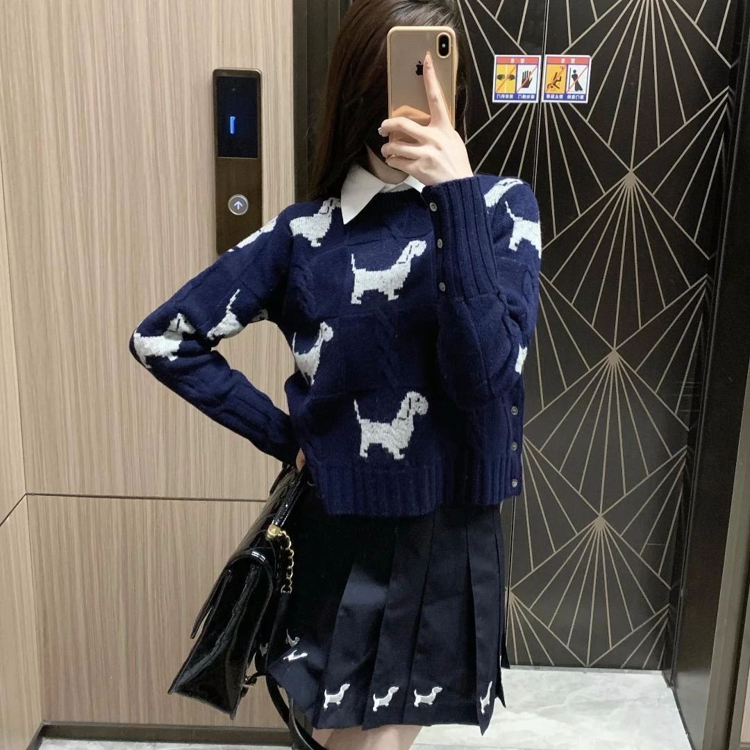 Maglione girocollo donna Thom Browne cucciolo girocollo maglione floreale