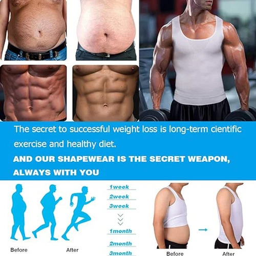 MENS SLIMMING BODY SHAPER BELLY TUMMY CONTROL SHIRT COMPRESSION VEST UNDERWEAR - Bild 3 von 22