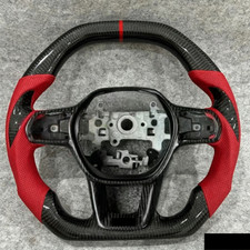 For 2021-2025 Honda Civic 11th Gen Carbon Fiber Red Leather Steering Wheel