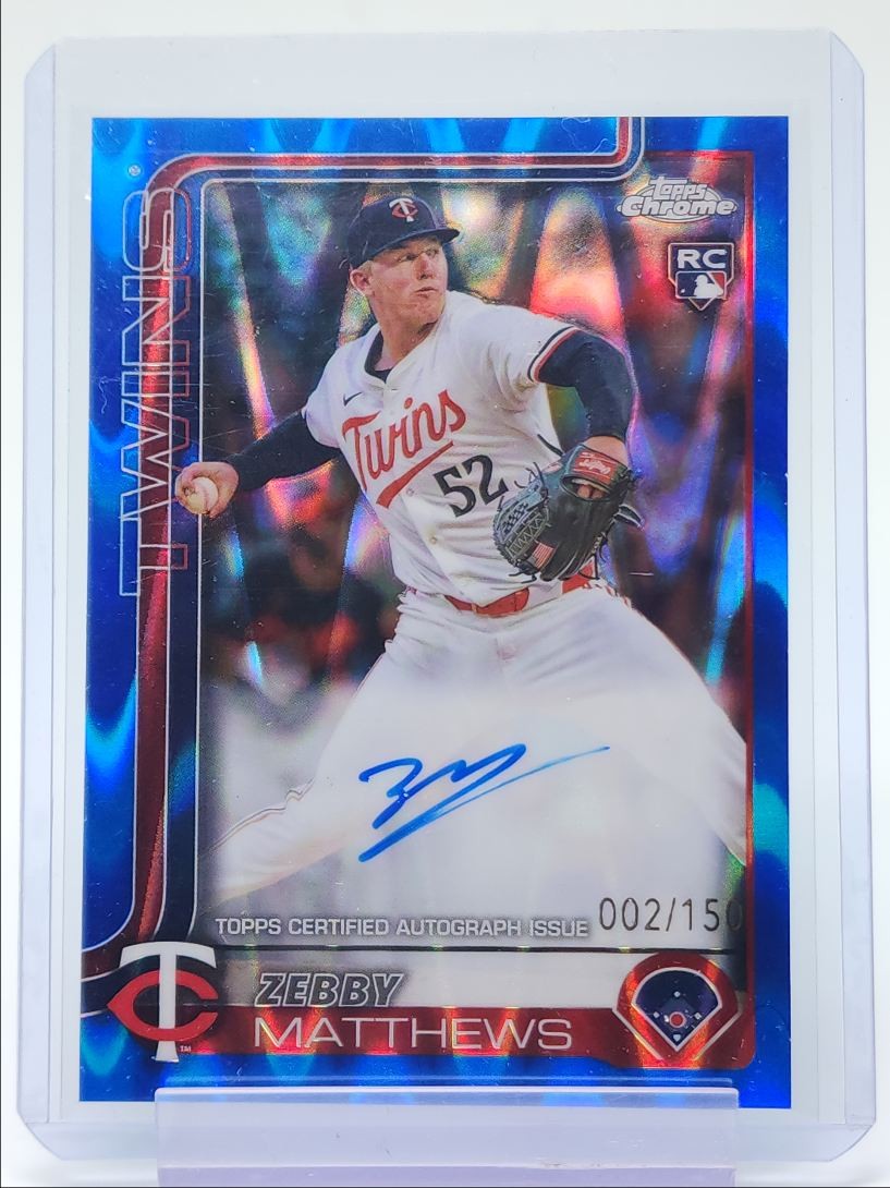ZEBBY MATTHEWS 2025 TOPPS CHROME ROOKIE BLUE RAYWAVE RC AUTO /150 Q5773