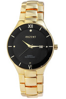 Akzent Exclusive Herren MäNner Armband Uhr Gold Schwarz Farben Datum 42Mm Neu