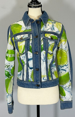 Moschino Lime Citrus Splash Women's Size 6 US Denim Trucker Jacket NWT