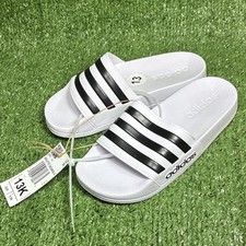 adidas Adilette Shower Kids Slide Sandals White/Black Slip On US 13K HP7606