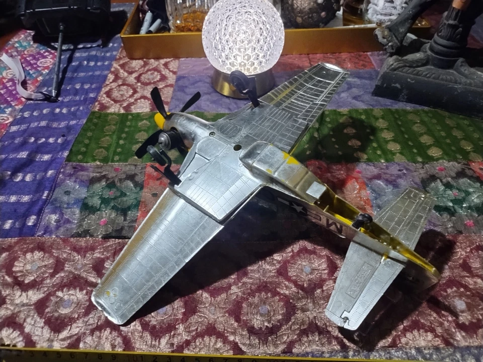 Vintage Testors Made In USA Control Line Tether P-51 Mustang Toy Airplane - Image 2 of 4