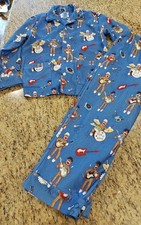 Nick  Nora Kids Navy Monkey Guitar Drums Music Print Pajama Set Size 8/10
