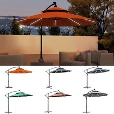 3(m) Cantilever Banana Parasol Hanging Umbrella w/ LED Solar lights Double Roof