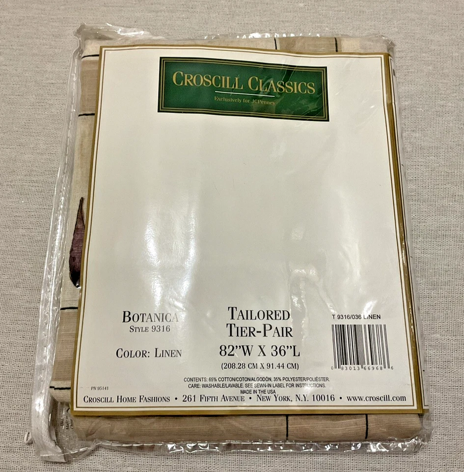 De colección Croscill Botanica 9316 Par de niveles a medida, lino/multicolor 82WX36L EE. UU. Foto 2 de 4