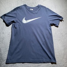 Nike T-Shirt Uomo Blu Medio Girocollo Swoosh Grafica Casual