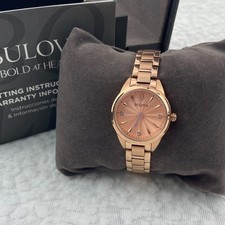Bulova Sutton Women's Watch 97P151 Diamond Rose Gold Dial Quartz Stainless Steel