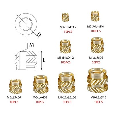 Heat Set Insert Tool with 370 Brass Inserts